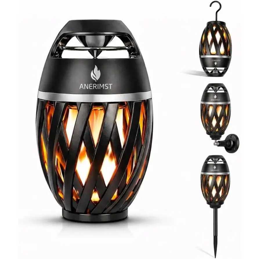 ANERIMST Waterproof Wireless Outdoor Bluetooth Stereo Speaker with LED Torch, USB Charging Audio Gadget, Unique Birthday Gift for Men (Black), Connection