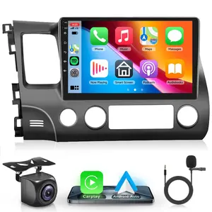 Android Radio for【Honda Civic 2006 2007 2008 2009 2010 2011】10 Inch Touchscreen Car Stereo with Wireless Carplay Android Auto WIFI BT GPS Navigation Steering Wheel Control Mirroring Link