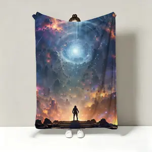 Flannel blanket with printed cotton-silk texture, stunning sci-fi cool trendy office nap small blanket, shawl, sofa cover blanket, air-conditioning blanket, plush children's small blanket, customizable