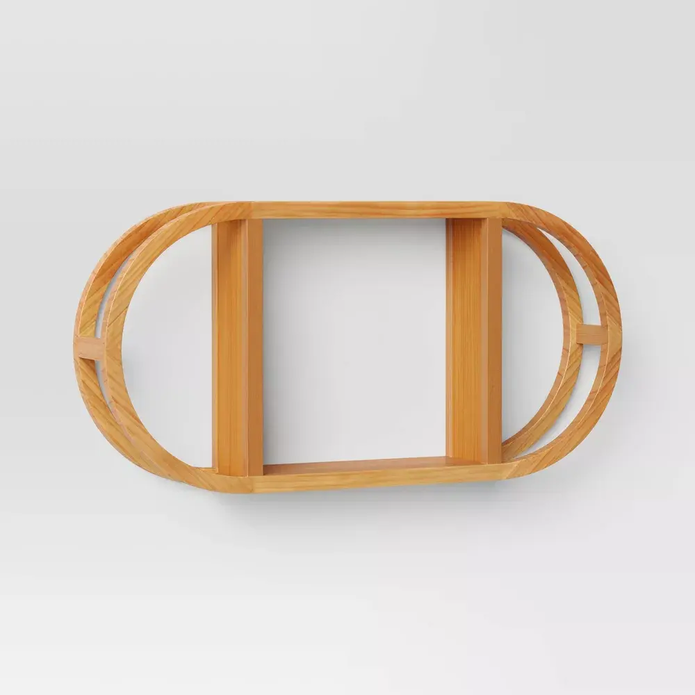 15"x30" Wall Organizer Brown - Threshold: Modern Style Wood Decorative Sculpture with Mounting Hardware