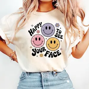 Happy To See Your Face T-Shirt, Smiley Face Floral Shirt, Teacher Appreciation Shirt, New Teacher Gift, Back To School