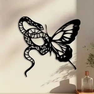 1pc Snake Metal Wall Art, Reptile Statue Mural, Perfect for Bedroom Wall, Valentine's Day Decor, Ideal Gift for Animal Lovers, Rust-Resistant Metal