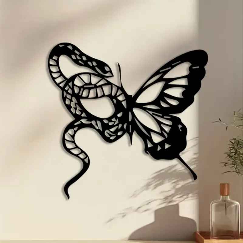 1pc Snake Metal Hanging Wall Art, Reptile Statue Mural, Perfect for Bedroom Wall, Valentine's Day Decor, Ideal Gift for Animal Lovers, Rust-Resistant Metal, Decorative Wall Art, Decoration