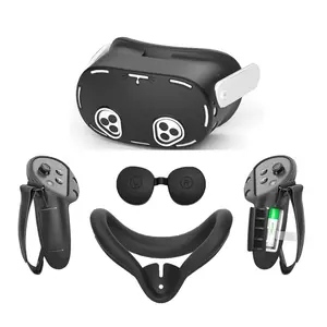 Silicone VR Accessories Set, Waterproof & Anti-drop Silicone Protective Cover Set, Lens Cover & Controller Covers, Gaming Accessories for Meta Quest 3S Protection
