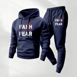 Men's 2-Piece Cross-Print Hoodie & Drawstring Track Pants Sweat Suit - Long-Sleeved, Pockets, Sporty Style, Athletic Activewear Tracksuits, Autumn/Winter Casual, Indoor/Outdoor Workout Running Clothes