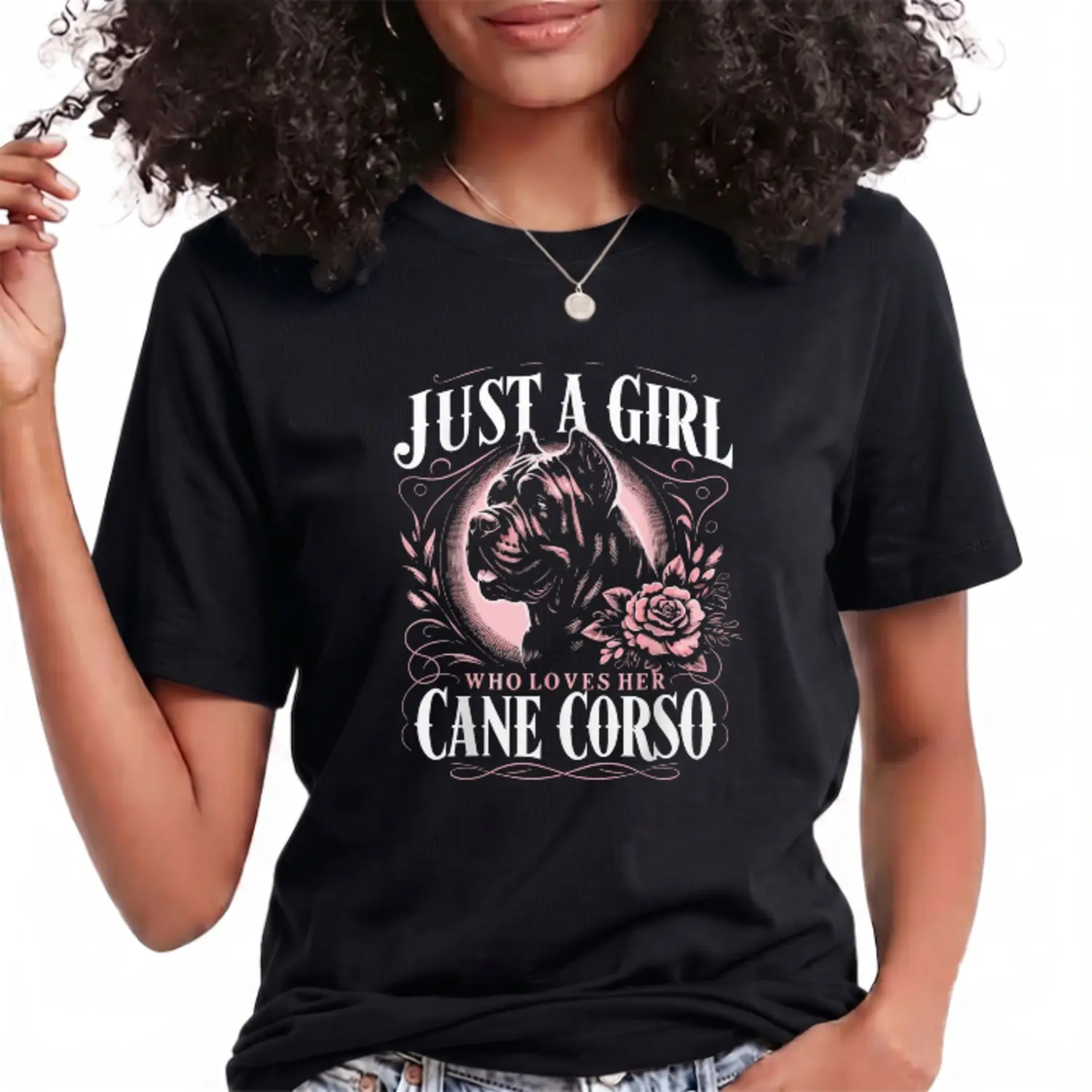 Cane Corso Just A Girl Who Loves Her Cane Corsos Dog Summer Casual Shortsleeve Cotton T-Shirt