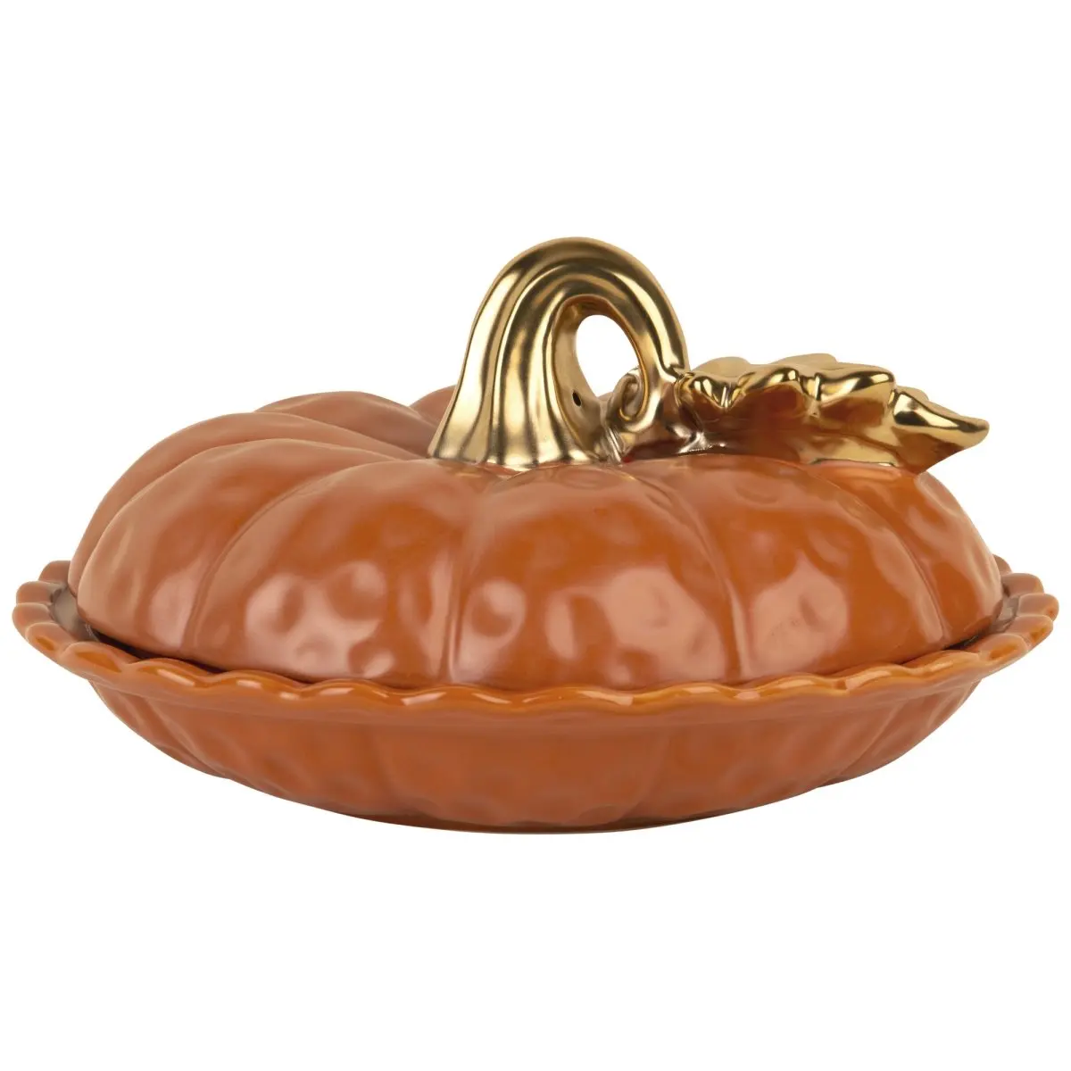 Home Essentials & Beyond 62679 10.5 in. Orange Pumpkin Covered Pie Plate for Unisex