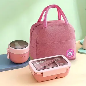 1 leak-proof lunch box, a bento box with  cutlery and sauce containers, microwave-safe food container suitable for office workers, students, school, work, and picnics
