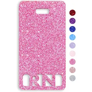 RN Badge Buddy Vertical Cute Registered Nurse Badge Buddy Colorful and Glitter  RN Card  Size for Standard  ID (Pink Glitter)