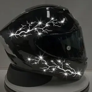 Shiny Personalized Lightning Bolt Pattern Motorcycle Stickers, Waterproof Sunscreen Self-Adhesive Decals, Creative DIY Accessory for Helmets, Cars, Bikes, Motorcycle Customization