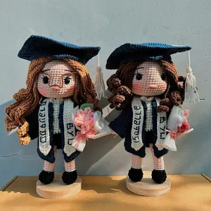 Handmade Combo Crochet 2 Graduation Dolls - Personalized Portrait Gift for Best Friends, Graduation, Mother's Day, and Valentine's Day