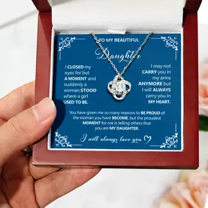 Women's Short Pendant Necklace - Costume Jewelry with Heartfelt Message from Mom/Dad, Ideal Daughter's Anniversary or Birthday Gift