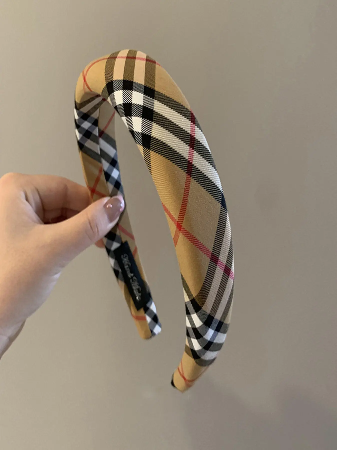 Classic Plaid Thick Sponge Headband with European Gingham Fabric, Daily Hair Accessory for Fall/Winter, Elastic Fashion Headbands