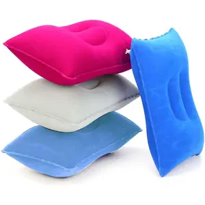 4Pack Ultralight A4 Size Inflatable Travel Pillow, Small Squared Flocked Fabric Air Pillow for Traveling, Holiday Trip, Hiking, Camping,Napping,Neck Lumbar Support(Gray,Sky Blue,Red,Deep Blue)