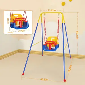 2-in-1 toddler swing With Foldable Stable Stand,Toddler Swing Set for Indoor & Outdoor Use,Baby Swing