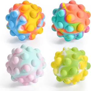 Pop It Stress Ball,Easter Basket Stuffers 3D Food-Grade Silicone,Anti-Anxiety Squeeze Sensory Toy for Kids Adults Over 3 Years (4 Pack)