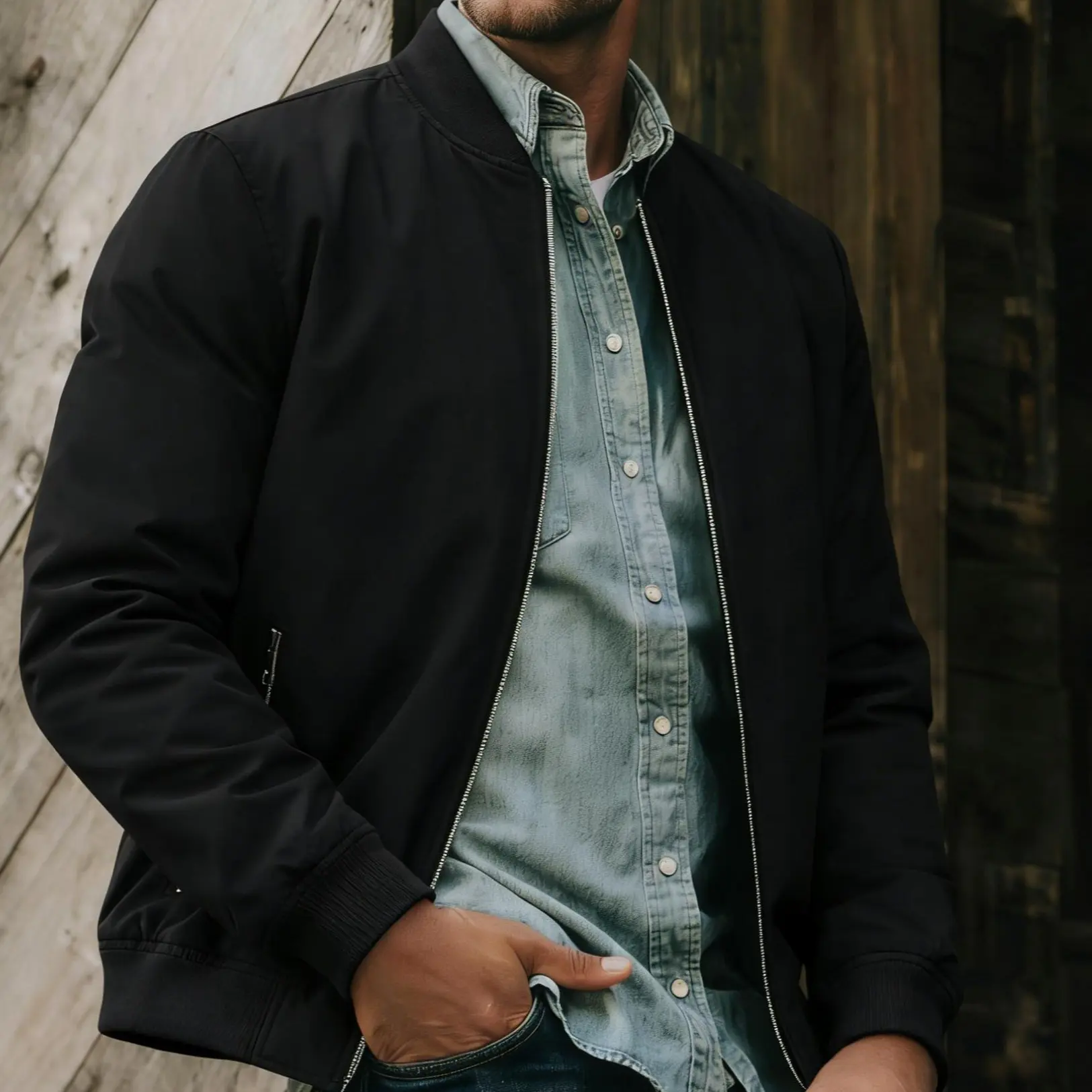 YUYANGDPB Men's Lightweight Softshell Bomber Jacket, Long Sleeve Full Zip Windproof Outerwear for Business Casual & Work