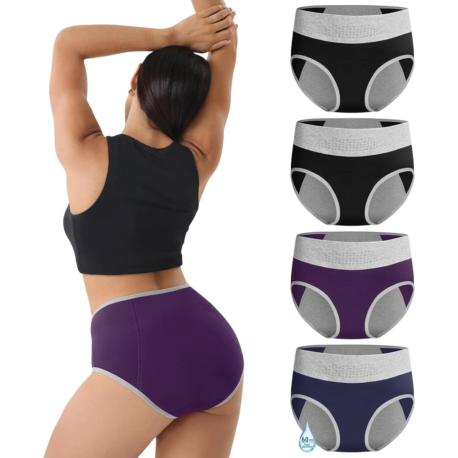 Women's Incontinence Underwear - Lady's Leak-Proof Cotton Briefs for Postpartum Bladder Control & Period Use, Comfortable Soft Breathable Everyday Womenswear Lingerie