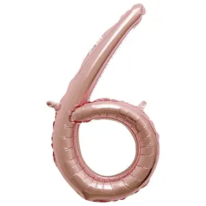 Rose Gold Script Number 6 Balloon - 8-Inch Air-Filled Foil