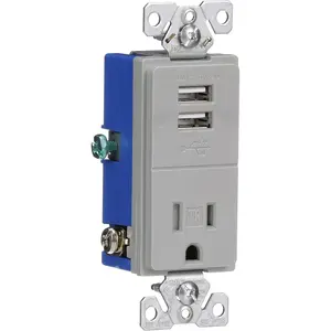 Eaton's Wiring Devices TR7741GY-BOX Eaton Usb Charger with single Tamper Resistant Receptacle, Gray