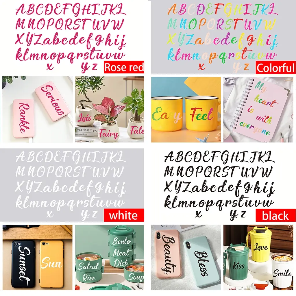 Alphabet PVC Stickers Set, 26 Letters Wall Decals for Room Decoration, Living Room Bedroom Decorative Sticker Pack