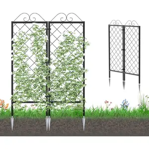 2 Pack Metal Garden Trellises for Climbing , 53.5 Inch Tall Metal Fence  Support Trellis for Flower and Vagetable