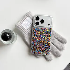 Shiny Colorful Flashing Dazzling Glitter Sequins Epoxy Protective Phone Case Cover Case for iPhone 17 Pro