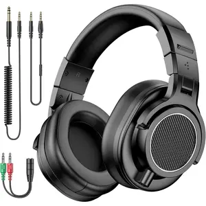 Wired Over Ear Headphones, Studio Headphones with 50mm Drivers and 6.35mm & 3.5mm Jack DJ Headphones for Studio  & Mixing DJ Guitar AMP Podcast Piano Keyboard