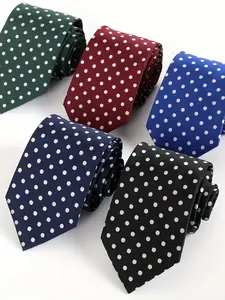 Men's Polka Dot Tie Set, Hand-Tied Round Spot Formal Business Wear, 5pcs/set, Perfect for Professional