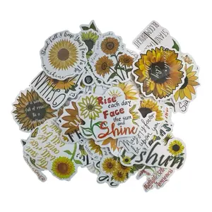 50-Pack Cute Sunflower Stickers Inspirational & Cartoon Decals for Kids Water Bottles & Rewards Waterproof Vinyl PVC Durable Easy to Use Decorative Stickers diy sticker challenge binder