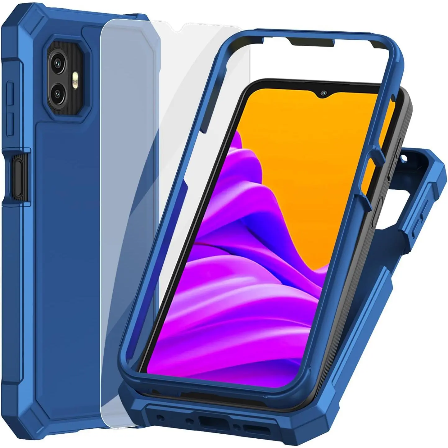 for  Xcover 6 Pro Cell Phone Case, Galaxy X Cover 6 Pro Cover Case with Screen Protector, Dual Layer Protective, Shockproof Corner TPU Bumper,  Heavy Duty Case-Blue