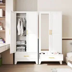 GEITIN 71" Wardrobe Cabinet with Adjustable Shelves and Hanging RodMetal Armoire Wardrobe Closet with Drawer,, Clothing Storage Cabinet Closet for Bedroom