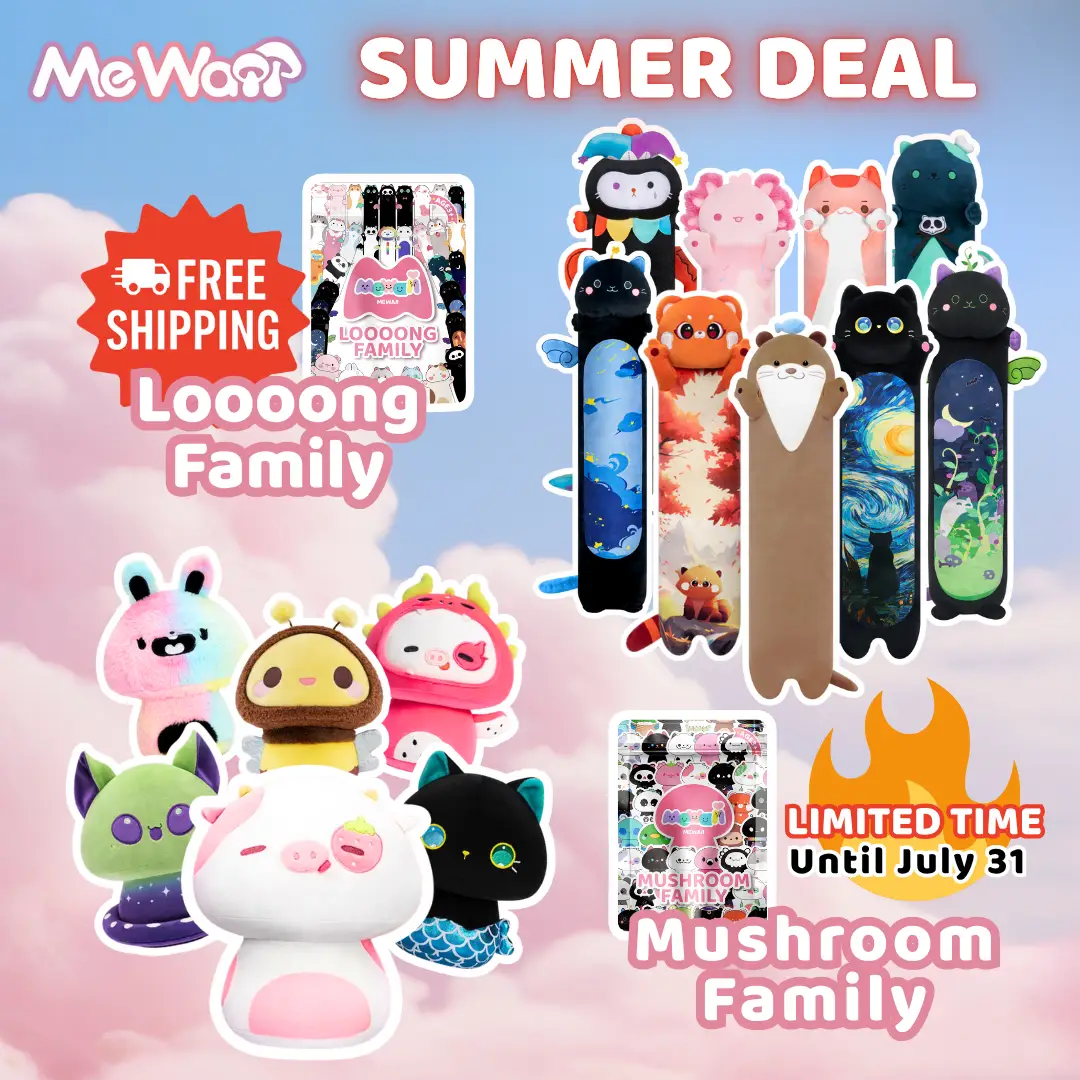 [100+ Styles] MeWaii Mystery Plush Bag – Cute Kawaii Stuffed Toys, Loooong & Mushroom Family Plushie Series, Surprise Gift for Kids, Girls, Boys, Hall