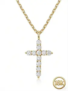 18k Gold Plated Cubic Zirconia Cross Necklace for Women | Cross Faith Pendant Necklaces