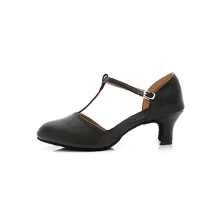 Women's Latin Ballroom Dance Heels |   Lightweight T-Strap Synthetic Faux Leather |   Cushioned Insole & Durable Faux Leather Sole |   All-Season Comfort for Weddings, Parties, Performances