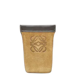 Pre-owned Loewe 1 Small Leather Goods Anagram Suede Leather Key Case Pouch OK
