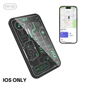 [IOS ONLY]mfish MFI Solarpower Charging SmartTrack Card,Works with Apple Find My(iOS Only), Wallet Tracker,Phone Finder,Water Resistant, iPhone