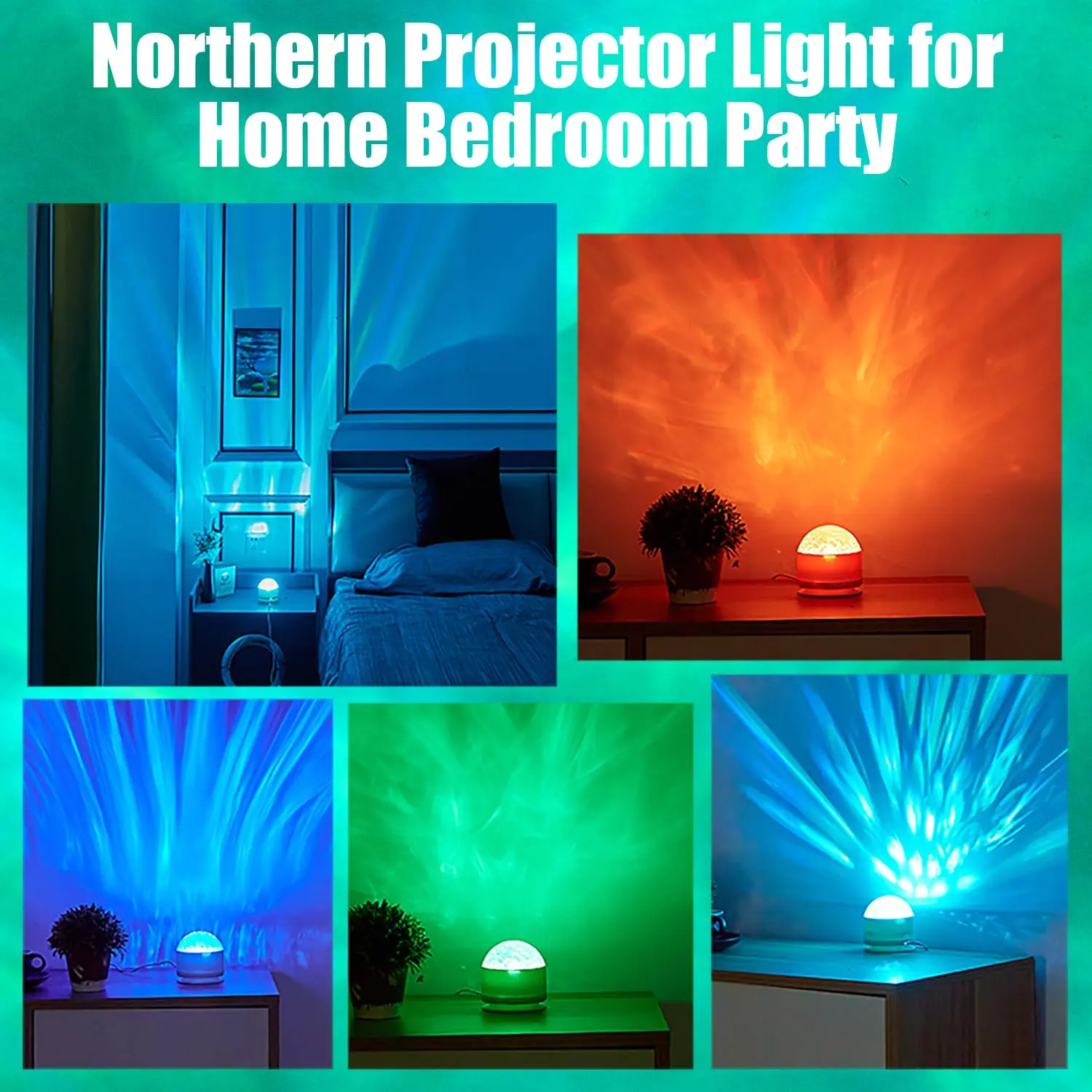 2 In 1 Aurora Borealis Light, 16-Colors Northern Lights Night