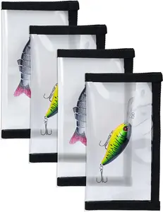 UCEC Fishing Lure Wraps, Fishing Hook Covers, Keeps Fishing Safe, Premium Clear Puncture-Resistant PVC, Easily See Lures Fishing Lure Covers Bait Storage, 4Large 7.87"L x 3.94"W (4Pcs 4L)