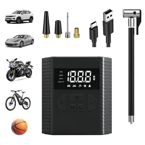IOVELOMENT P025 Mini Cordless Tire Inflator  Portable Air Pump with Short Air Hose, Dual LED Flashlight, 4000mAh Battery, USB-C Rechargeable, Grab-and-Go Soft Bag