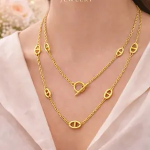 Luxury Double Layer Gold Necklace  18K PVD Stainless Steel – Waterproof & Tarnish Free