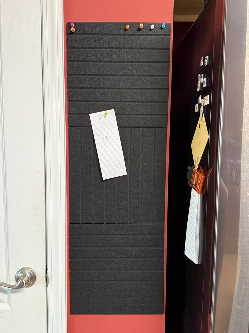 Large cork message board, measuring 36 inches x 24 inches, felt bulletin board for office decor, 6-piece felt wall panels with striped design, can be used as a pushpin message board and home wall organizer, suitable for offices and bedrooms.