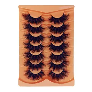7 Pairs Lashes Fake Fluffy Russian Strip Lashes 3D Fake Lashes Makeup Messy False Eyelashes Fluffy Thick Lashes Curling Strip Lashes