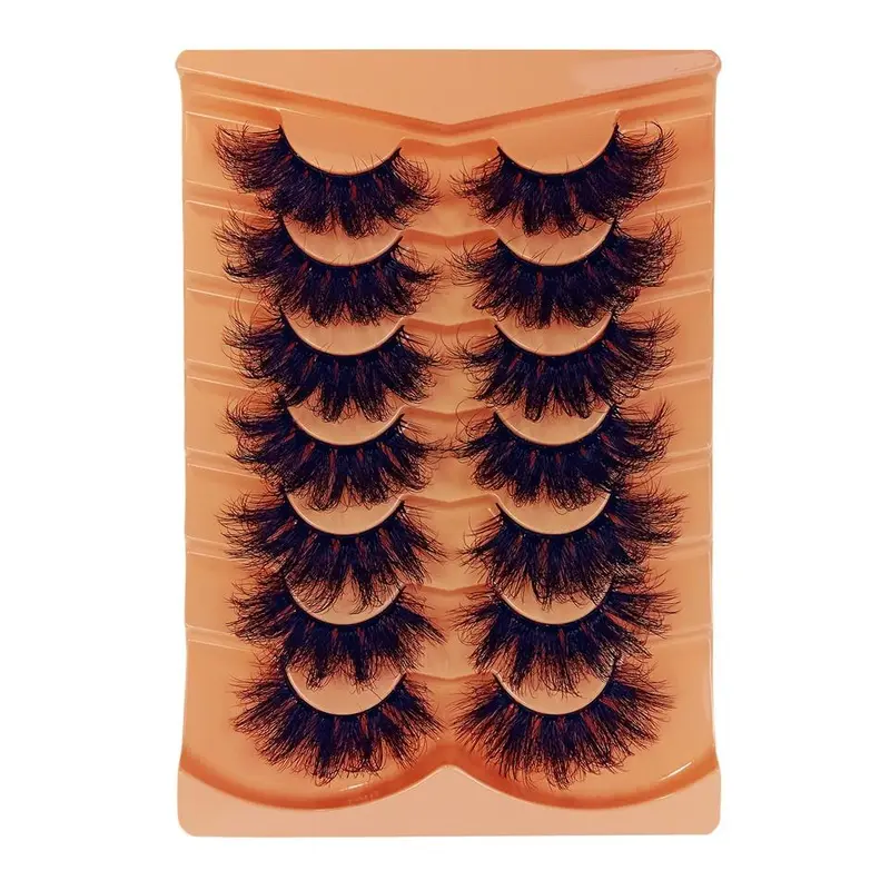 7 Pairs Lashes Fake Fluffy Russian Strip Lashes 3D Fake Lashes Makeup Messy False Eyelashes Fluffy Thick Lashes Curling Strip Lashes Fashion Eyelashes Eyelashes Strips