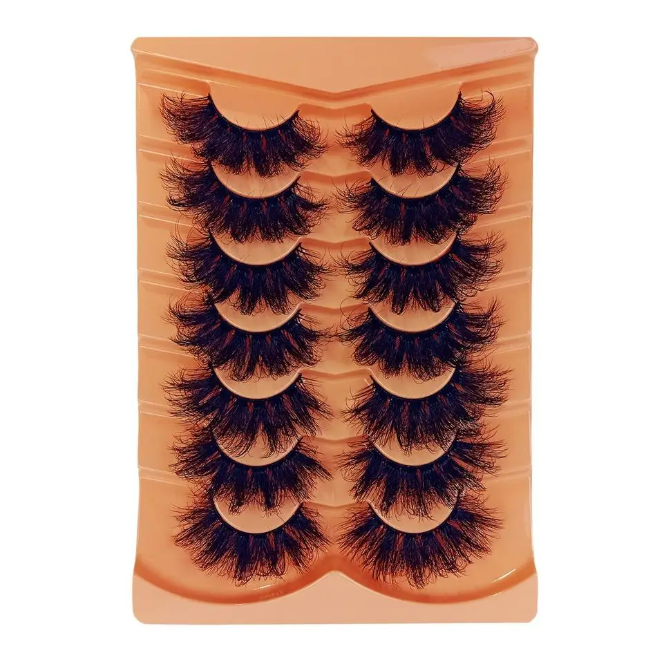7 Pairs Lashes Fake Fluffy Russian Strip Lashes 3D Fake Lashes Makeup Messy False Eyelashes Fluffy Thick Lashes Curling Strip Lashes Fashion Eyelashes