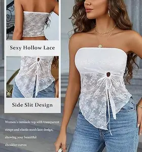 Going Out Tops for Women Lace Camisole Y2k Tube Crop Tops Side Slit Bralettes Lingerie