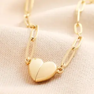 Cute Heart Necklace Tiny Gold/Silver Plated Trendy Heart Pendant Choker Necklaces Small Gold Love Open Heart Chain Necklace for Women Dainty Hypoallergenic Gold Necklace Gifts for Her