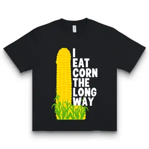 I Eat Corn The Long Way Funny Food Pun Graphic Tee