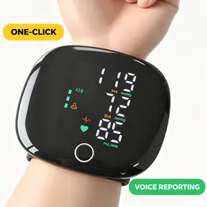 Wrist Blood Pressure Monitor with Voice Readout - Automatic One-Click Blood Pressure Cuff, Large LED Display, Carrying Case, Perfect Health Gift for Parents & Dad