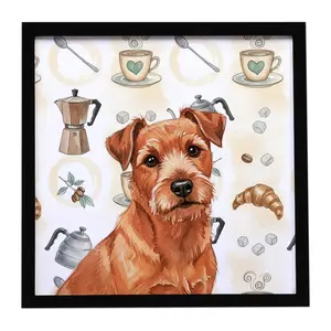 Carolines Treasures WDK7530MFP88 8 x 8 in. Red Norfolk Terrier Coffee Bar Framed Metal Print